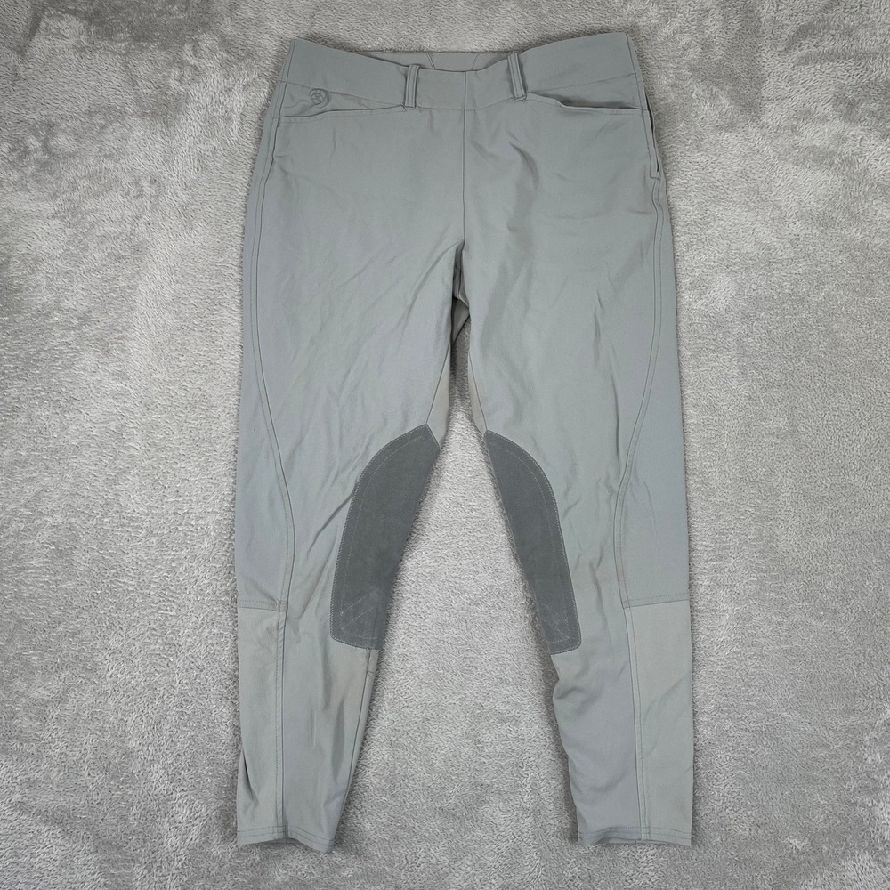 Ariat Pro Series Riding Breeches Womens 32L Gray Knee Patch Equestrian Pants